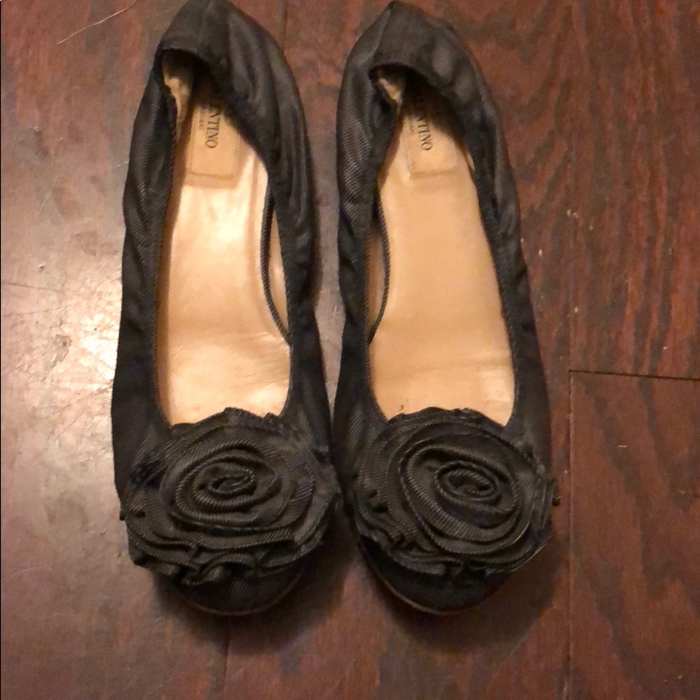 Valentino denim flower flats